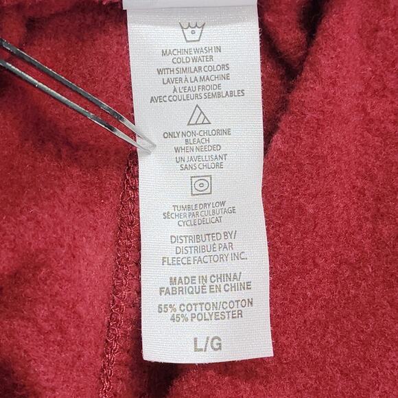 Fleece Factory Pants Mens L Red Pull On Jogger Pockets Casual Athleisure Lounge - Picture 4 of 9